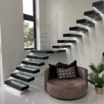 Cantilever staircase with integrated LED lighting