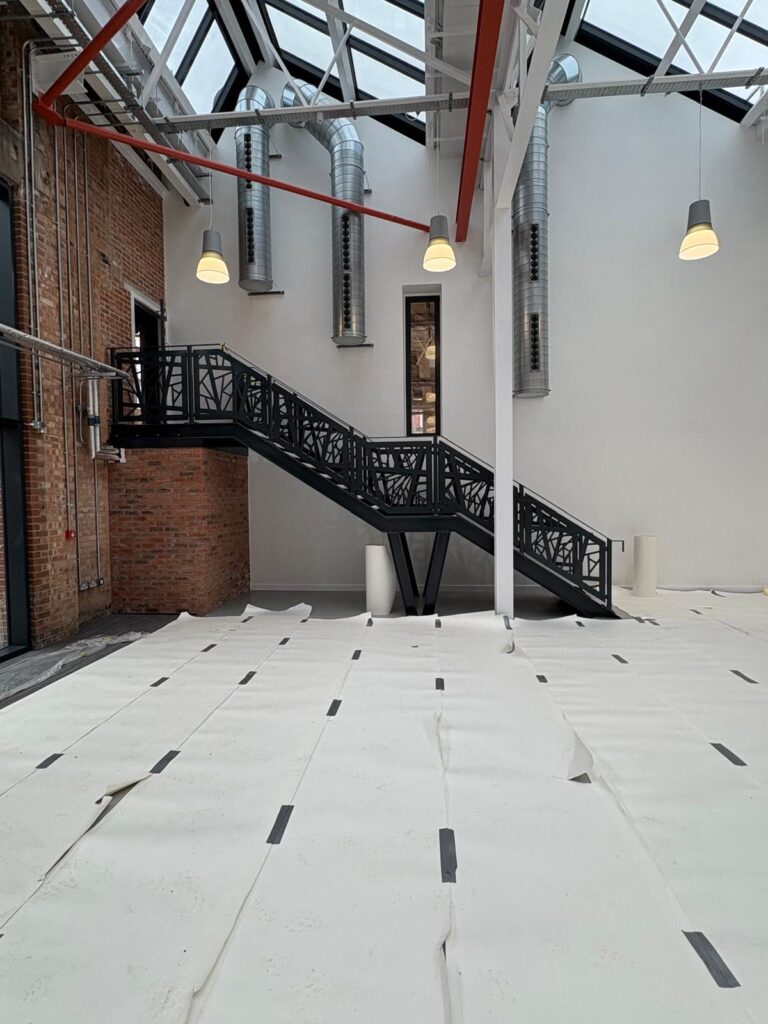 Straight industrial staircase designed and built by M-Tech Engineering